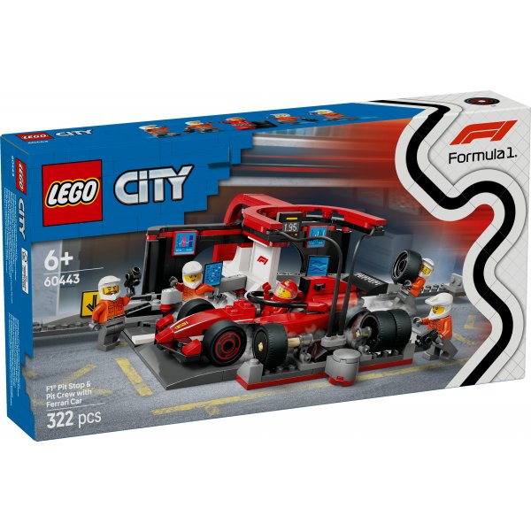 LEGO® 60443 F1® Boxenstopp mit Boxencrew und Ferrari Flitzer