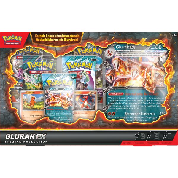 Pokémon Karten Glurak-ex Kollektion mit 5 Booster Packs
